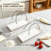 Boîte de transport en plastique transparent avec poignée pour gâteaux, conteneur transparent pour desserts, emballage pour gâteaux roulés et pâtisseries