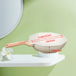 Juego de sartenes y woks compatibles con cocinas de inducción MLD de aluminio, con interior antiadherente, base multicapa, tapa de vidrio y mango de madera - Product Image 2