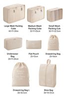 Ensemble de 8 cubes de rangement de voyage en polyester I-FLY, mode, portables, durables, pliables, grande capacité, multifonctions, fermeture éclair