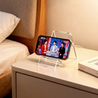 Support de téléphone de bureau en acrylique transparent épaissi, vente en gros d'usine, angle de vision ergonomique, étanche, hauteur réglable, flexible