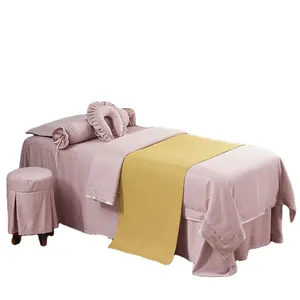 High End Schoonheid Pluche Sprei 4 Stuks Set Massagesalon Spa Gezondheid Fluwelen Bed Rok Cover Voor Spa Beauty Salon apparatuur