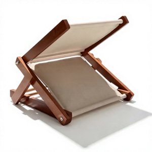Silla de Playa Doble de Lona con Marco de Madera, Tumbona <span class=keywords><strong>Plegable</strong></span> Portátil para Exteriores, Silla Reclinable para Relajarse en el Patio o Resort - Product Image 6