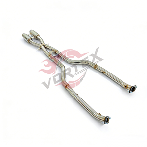 Collecteur d'échappement intermédiaire en acier inoxydable poli miroir Vortex avec 2 résonateurs pour E90 E92 E93 M3 4.0L - Performance durable - Product Image 1