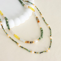 Bingxin Orthodox Link, Cadeau Tendance, Vintage, DIY, Haute Qualité, Pierres Vertes, Turquoise, Perles de Coquillages d'Eau Douce Naturelles Mixtes, Perlées