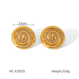 Boucles d'oreilles clous pour femmes en acier inoxydable plaqué or 14 carats, anti-ternissement, nouveau design, bijoux tendance pour les fêtes, les mariages, imperméables - Product Image 4