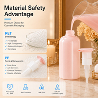 Bouteille pompe PET couleur macaron 300ml 500ml, contenant vide rechargeable pour shampoing, gel douche, lotion, emballage cosmétique, logo personnalisé
