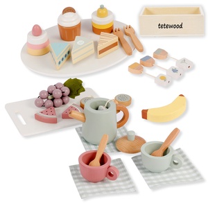 Jouet de découpe de fruits et légumes en bois pour enfants, style nordique, avec ustensiles de cuisine et service <span class=keywords><strong>à</strong></span> thé pour jeu d'imitation - Product Image 1