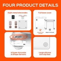 Balance connectée intelligente en verre trempé pour la composition corporelle, haute précision, 8 électrodes, capacité 180 kg, compatible iOS/Android