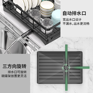 Draining Dish Rack With Tray L Size Quick Dry <b>Square</b> Sink Countertop Kitchen Storage - Product Image 4