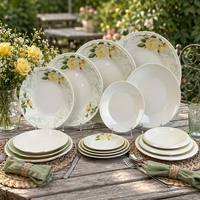 Service de vaisselle en mélamine incassable Série Rose Jaune, motif floral, pour mariages, hôtels, vente en gros en Inde, Afrique, Égypte