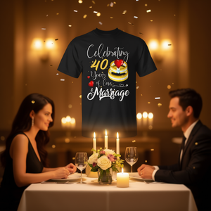 Camiseta Promocional Personalizable para el 40.º Aniversario de Bodas, 40 Años de Amor y Matrimonio - Product Image 3