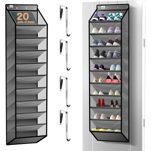 10 Tier Over The Door <b>Shoe</b> Organizer Gray 33x15x85cm Hanging Storage Rack For <b>Shoes</b> Behind Doors On Walls - Product Image 1