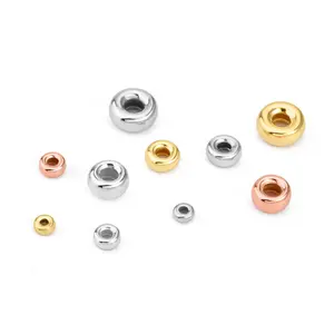 Sterling Real Silver 925 Beads Wholesale Gold Vermeil Spacer Rondell Ball Beads Supplies for Jewelry Bracelet Making