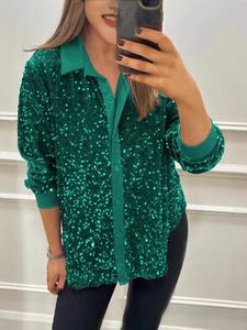 2025 inverno nuova camicia da donna con bottone con bottone con risvolto a manica lunga ampia tinta unita tinta unita traspirante tinta per abbigliamento Casual europa - Product Image 3