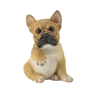 Decorative handmade realist anima resin dog, french bulldog puppy figurine life size resin anima/