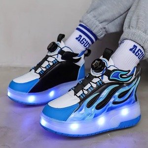 Chaussures à roulettes LED à deux roues pour garçons et filles, populaires, rechargeables, imperméables, respirantes, avec amorti en maille, pour étudiants - Product Image 5