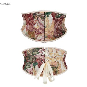 Corsé con aros para mujer, tallas grandes, de 15.5 cm de altura, con cierre frontal y atado en la espalda, cinturón tipo waspie, transpirable, con cintura de encaje. - Product Image 1