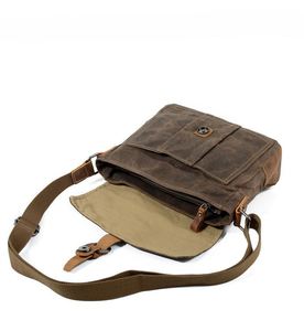 Bolso Bandolera de Lona y Cuero Vintage para Hombre, Bolso de Hombro Casual con Diseño de Hebilla Retro, Bolso para el Trabajo Diario y Viajes - Product Image 3