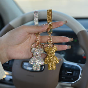 Kristallen Teddybeer Sleutelhanger Houder Strass Beer Sleutelhanger Autosleutelring Portemonnee Handtas Tas Charme Metalen Sleutelhangers Verjaardagscadeau - Product Image 5