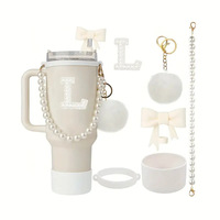 JM Bouilloire portable en acier 40OZ à prix abordable, avec décoration en forme de tasse et accessoires en gel de silice, et jouet en peluche pour fille
