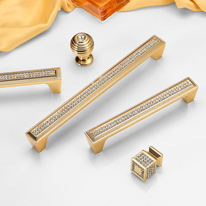 밝은 금 아연 합금 캐비닛 옷장 도어 핸들 주방 캐비닛 풀 핸들 다이아몬드 캐비닛 손잡이 - Product Image 5