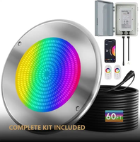 Lumière de piscine, lumière sous-marine avec application WiFi, mode musique, minuterie, RGB, panneau rond fin de 10 pouces pour fontaine, décoration aquatique, bord infini