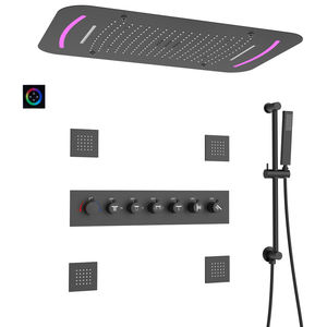 Grifos de sistema de ducha LED de lujo, mezclador de ducha de burbujas de cascada de niebla de lluvia súper grande, juegos de baño termostáticos de alto flujo de agua - Product Image 1