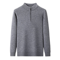 Pull en pure laine pour homme à col semi-montant zippé, épais et chaud pour l'hiver, couleur unie, manches longues, haute résistance des couleurs, infroissable