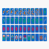 Lot de tuiles de mahjong américaines en acrylique bleu roi à 4 couches, motif botanique, pour les acheteurs en marque blanche, les boutiques de cadeaux et les détaillants de jeux