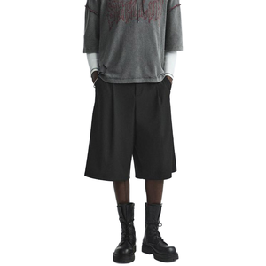 กางเกงขาสั้นสำหรับผู้ชายแบบปรับแต่งได้ผ้า2026เนื้อละเอียดยาวถึงเข่าเอวกลางสีทึบกันน้ำระบายอากาศได้ดี - Product Image 1