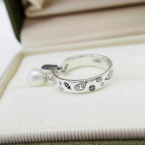 Support de bague en argent S925, accessoires en perles DIY, édition simple, perles rondes lâches de 6 à 8 mm, support de bijoux 10182 - Product Image 3