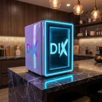 Lemari Pendingin Minuman Mini Display Pintu Kaca, Peralatan Pendingin Komersial untuk Minuman Energi, Logo LED Custom Tersedia