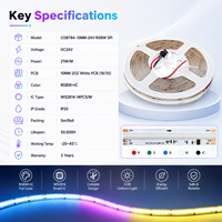 Bande LED COB adressable RGBW 24V WS2814 IC 784 LED/m, conception COB haute densité, rouleau de 5m, indice de protection IP20 / Contrôle Wi-Fi