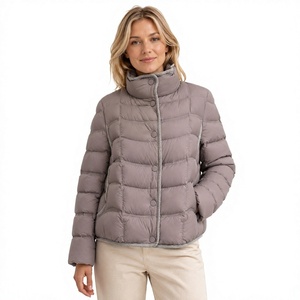 Women's <b>Quilted</b> Jacket Stand Collar Full Sleeve Polyester Wadding <b>Winter</b> Coat Solid Color Button Closure Down Jacket Woman - Product Image 1