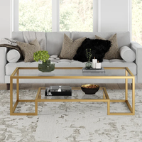 Table basse rectangulaire de luxe moderne en acier inoxydable classique noir et or clair avec finition chromée pour le salon
