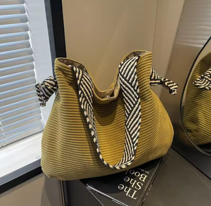 New arrivals <b>large</b> capacity pleated women's shoulder <b>bag</b>, new simple canvas handbag shopping <b>bag</b> - Product Image 6