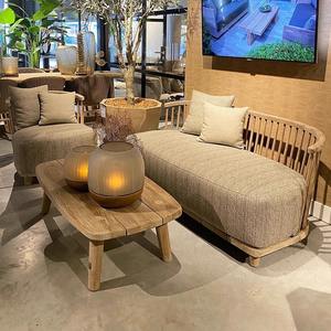 Conjunto de Sofás de Teca para Exteriores en Forma de U, Muebles de Jardín Modernos, Resistentes al Agua, a la Intemperie y a la Corrosión, Madera para Patio - Product Image 3