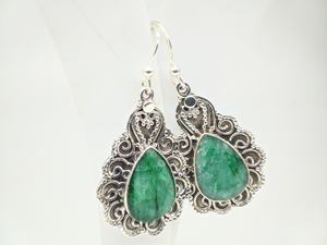 Natural Emerald Gemstone 925 Sterling Silver Handmade <b>Earrings</b> Women Designer Jewelry Wholesale Boho Ethnic Crystal <b>Earrings</b> - Product Image 5