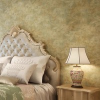 Papier peint rétro à texture ciment doré, tissu imperméable et lavable, adapté aux hôtels et villas en gros