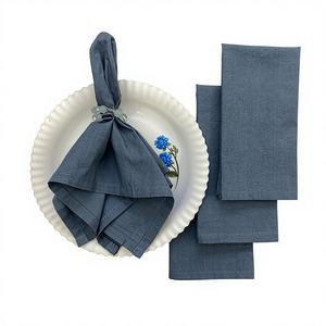 Servilletas de Algodón Premium Hechas a Mano, Ecológicas, Color Azul Sólido, Lavables, para Bodas, Fiestas, Navidad y Festivales - Product Image 1