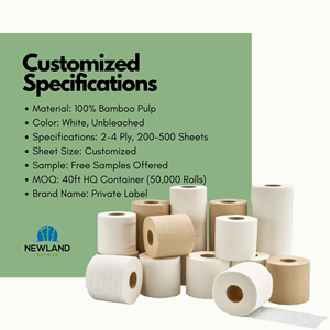 Nhãn Hiệu Riêng Phân Hủy Sinh Học 3ply Nhà Vệ Sinh Mô Tre Bột Giấy Vệ Sinh Giấy Cuộn Phòng Tắm Mô Giấy - Product Image 5