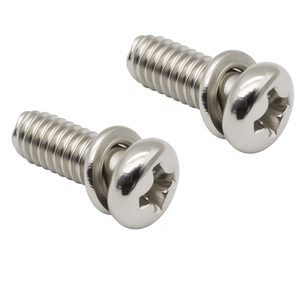 Tornillo Phillips de Cabeza Redonda de Acero Inoxidable 304 con Arandela, Rosca Completa Métrica, para Uso en Construcción - Product Image 1