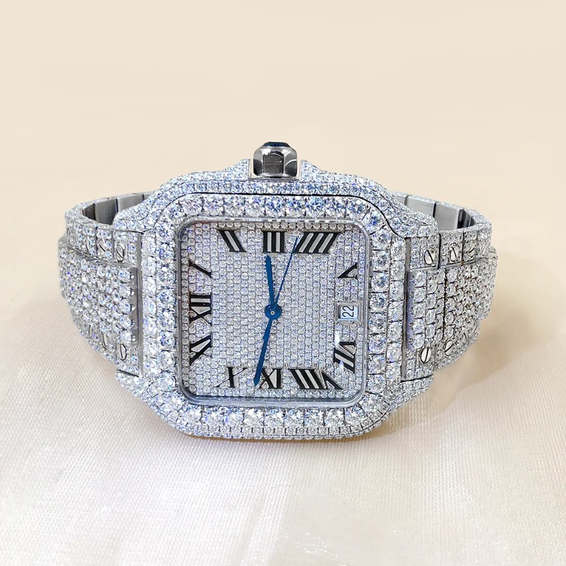 Luxury Custom Iced out VVS 1/VS1 GRA Certified Moissanite Diamond Hip Hop Jewelry Watch - Tested and Certified
