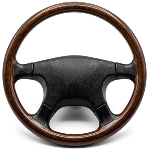 Volant de camion robuste en bois grainé de qualité supérieure, luxe, 4 branches, pour amélioration de l'intérieur des camions de transport - Product Image 1