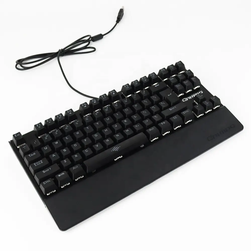 QIYU 87 Keycaps RGB Mechanical Keyboard Blue Switch Backlit Light Gaming Wired Keyboard With Palm Rest