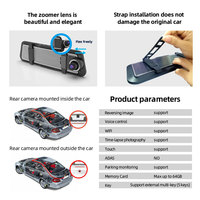 Caméra embarquée DVR 10 pouces IPS 1080P, angle de 150 degrés, vision nocturne, ADAS, interface USB et carte TF, garantie 1 an, ajustement universel
