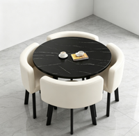 Ensemble de salle à manger moderne et peu encombrant en pierre, design confortable, ton gris, s'adapte à tout décor pour café, salon de thé et usage domestique