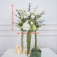 Centro de Mesa de Flores Artificiales Grandes Personalizadas de Lujo, Color Blanco y Verde, para Bodas, Día de la Madre, Año Nuevo, Decoraciones Navideñas
