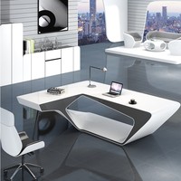 Bureau de direction en forme de L moderne en pierre de surface solide en acrylique artificiel