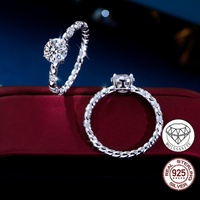 Bague en moissanite ronde de 6,5 mm, couleur D, VVS1, 1 carat, passe le testeur de diamant, bague de fiançailles torsadée, argent sterling 925 véritable, bijoux